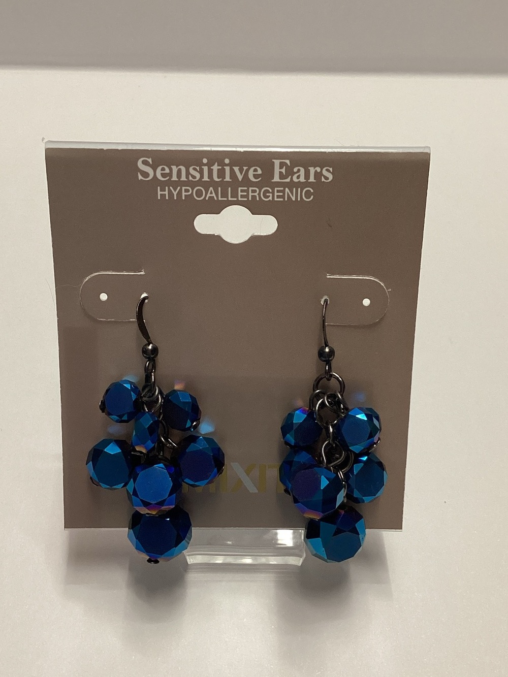 Mixit Iridescent Navy Blue Cluster Drop Earrings